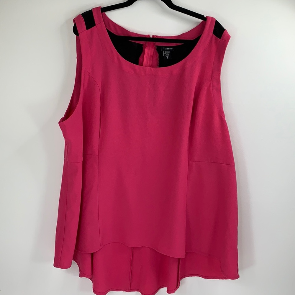 Torrid Womens Sleeveless Pink Blouse Tank Top Peplum Flair Lightweight Size 4